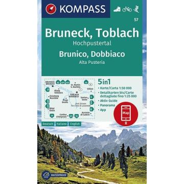 Wanderkarte Kompass 57 Bruneck/Toblach 1:50 000