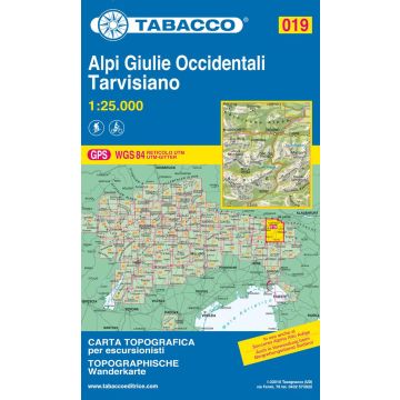 Carte de randonnée Tabacco 019 Alpi Giulie Occidentali Tarvisiano 1:25 000