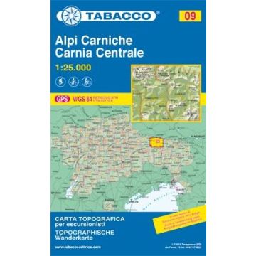 Carte de randonnée Tabacco 09 Alpi Carniche 1:25 000