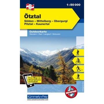 Carte de randonnée Ötztal 1:50 000 / Kümmerly & Frey Outdoorkarte 06