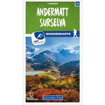 Wanderkarte 33 Andermatt - Surselva 1:40 000 / Kümmerly & Frey