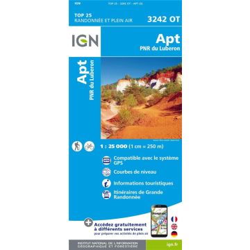 Carte topographique IGN 3242 OT Apt 1:25 000