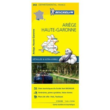 Strassenkarte Michelin 343 Ariège Haute Garonne 1:150 000