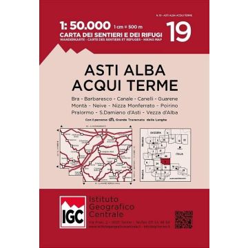 Wanderkarte IGC 19 Asti Alba Acqui Terme 1:50 000