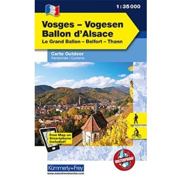 Carte de randonnée Vosges Ballon d'Alsace 1:35 000 / Kümmerly & Frey Outdoorkarte 3