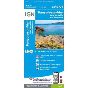 Topographische Karte IGN 2549 OT Banyuls-sur-Mer 1:25 000