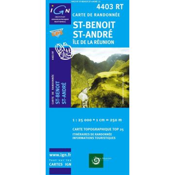 Carte topographique IGN 4403 RT Saint-Benoît Saint-André 1:25 000