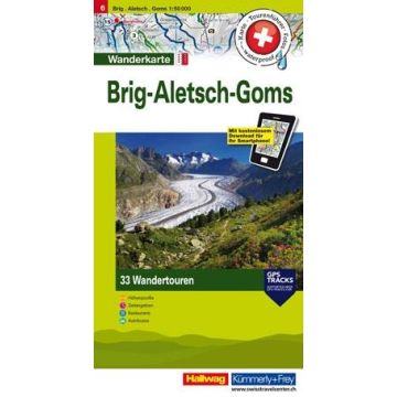 Carte pédestre 6 Brig Aletsch Goms 1:50 000 / Hallwag 