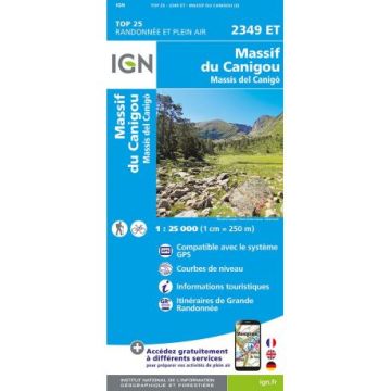 Topographische Karte IGN 2349 ET Massif du Canigou 1:25 000