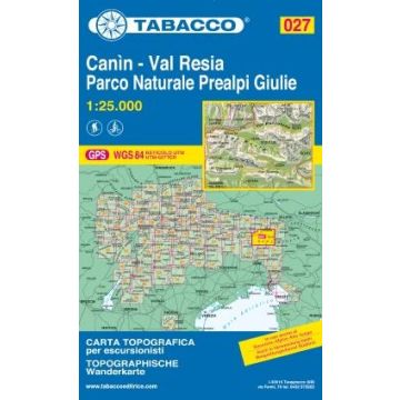 Carte de randonnée Tabacco 027 Canìn Val Resia 1:25 000