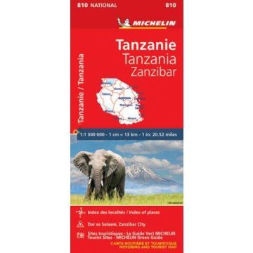 Strassenkarte Michelin 810 Tanzanie Tanzania Zanzibar 1:1 300 000