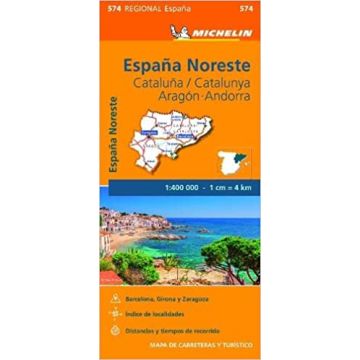 Strassenkarte Michelin 574 Espana Nordeste Katalonien Aragon 1:400 000