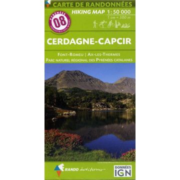 Carte de randonnée Pyrénées 8 Cerdagne Capcir 1:50 000 / Rando Edition