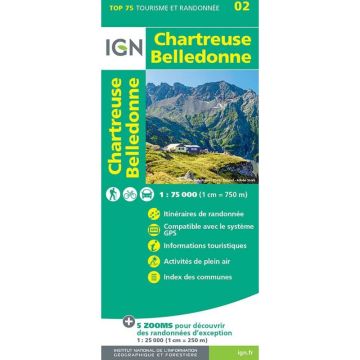 Freizeitkarte IGN Top 75 Chartreuese Belledonne 1:75 000