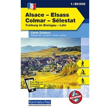 Carte de randonnée Elsass Colmar 1:50 000 / Kümmerly & Frey Outdoorkarte 5