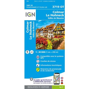 Topographische Karte IGN 3719 OT Colmar Le Hohneck 1:25 000