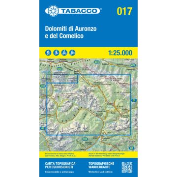 Carte de randonnée Tabacco 017 Dolomiti di Auronzo e del Comelico 1:25 000