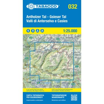 Carte de randonnée Tabacco 032 Valli di Anterselva e Casies 1:25 000