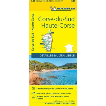 Carte routière Michelin 345 Corse-du-Sud Haute-Corse 1:150 000