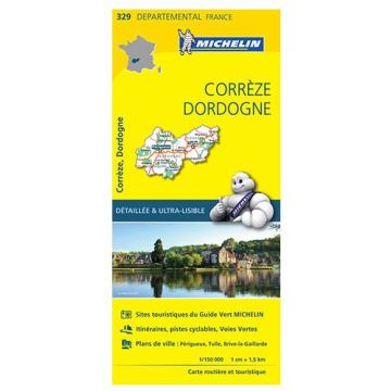 Strassenkarte Michelin 329 Corrèze Dordogne 1:150 000