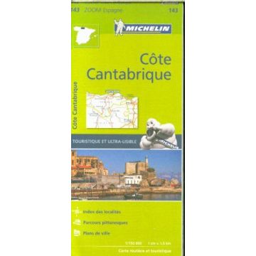 Carte routière Michelin 143 Côte Cantabrique 1:150 000