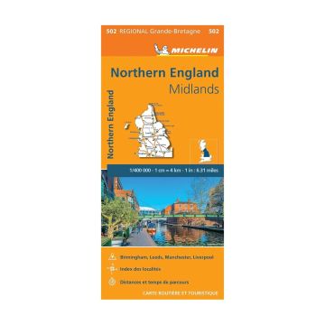 Carte routière Michelin 502 Northern England 1:400 000