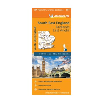 Carte routière Michelin 504 South East England 1:400 000