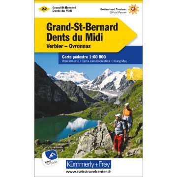 Wanderkarte 22 Grand St. Bernard Dents du Midi 1:60 000 / Kümmerly & Frey