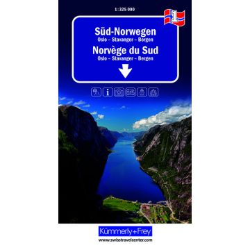 Strassenkarte Norwegen 1 Süd-Norwegen Oslo - Stavanger - Bergen  1:335 000 / Kümmerly & Frey