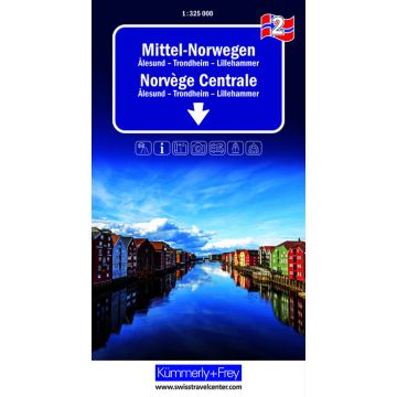 Carte routière Norvège 2 Norvège Centrale Älesund Trondheim Lillehammer  1:325 000 / Kümmerly & Frey