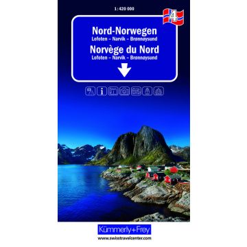 Carte routière Norvège 4 Norvège Nord Lofoten Narvik Bronnoysund 1:420 000 / Kümmerly & Frey