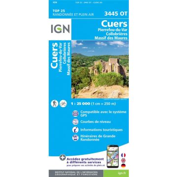 Topographische Karte IGN 3445 OT Cuers 1:25 000