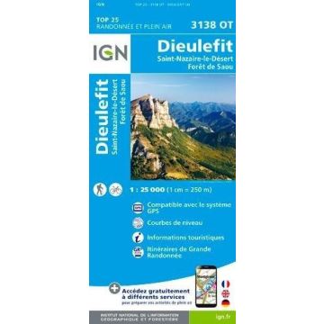 Topographische Karte IGN 3138 OT Dieulefit 1:25 000 