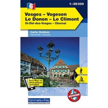 Carte de randonnée Vosges Le Donon 1:35 000 / Kümmerly & Frey Outdoorkarte 6 