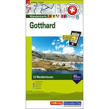 Wanderkarte Gotthard 1:50 000 Touren-Wanderkarte 17 / Hallwag
