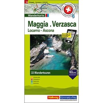 Wanderkarte Maggia Verzasca 1:50 000 Touren-Wanderkarte 18 / Hallwag