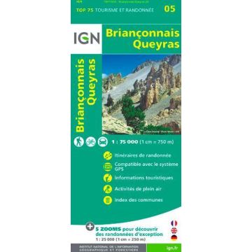 Freizeitkarte IGN Top 75 Briançonnais Queyras 1:75 000