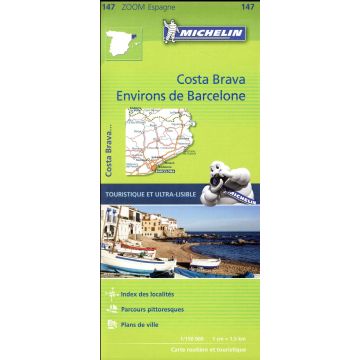 Strassenkarte Michelin 147 Costa Brava Environs de Barcelona 1:150 000