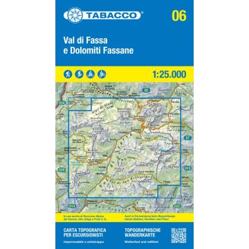 Carte de randonnée Tabacco 06 Val di Fassa e Dolomiti Fassane 1:25 000 