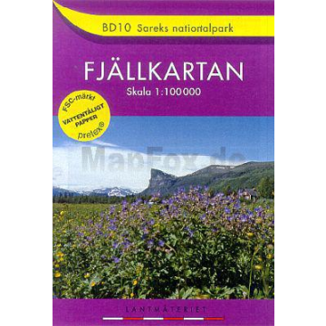 Carte de randonnée Fjällkarta BD 10 Sareks Nationalpark 1:100 000 / Lantmäteriet