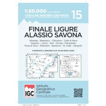 Wanderkarte IGC 15 Finale Ligure Alassio Savona 1:50 000