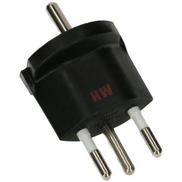 Fixadapter 3 polig Schuko T12 schwarz