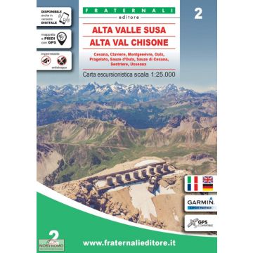 Carte de randonnée Alta Valle Susa Alta Val Chisone 1: 25 000 / Fraternali Nr. 2