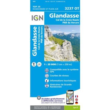 Topographische Karte IGN 3237 OT Glandasse 1:25 000