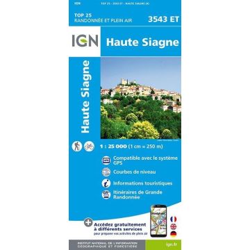 Topographische Karte IGN 3543 ET Haute Siagne 1:25 000