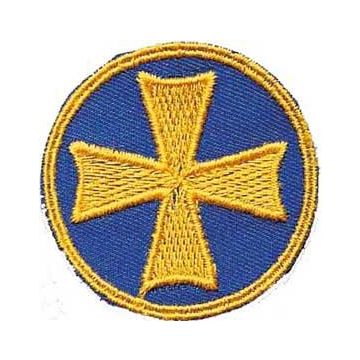 Abzeichen Mädchen Hugenottenkreuz blau/gelb