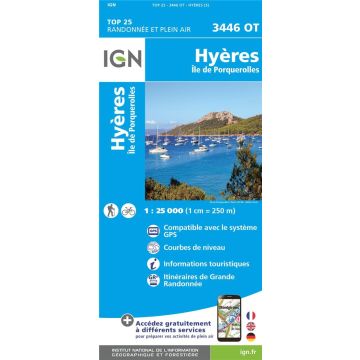 Topographische Karte IGN 3446 OT Hyères 1:25 000
