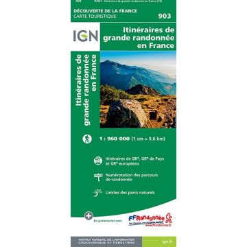 IGN 903 Itinéraires de grande randonnée en France 1:960 000