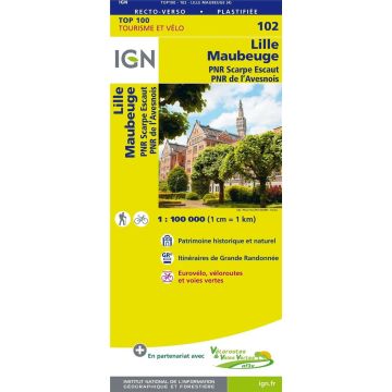 Carte topographique IGN 102 Lille Maubeuge1:100 000