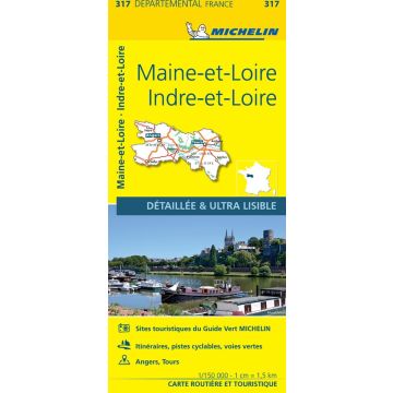 Strassenkarte Michelin 317 Indre-et-Loire Maine-et-Loire 1: 150 000
